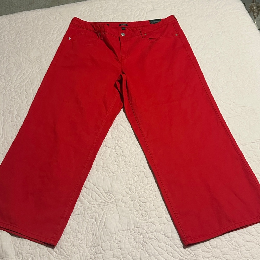 Vibrant Red Wide-Leg Pants